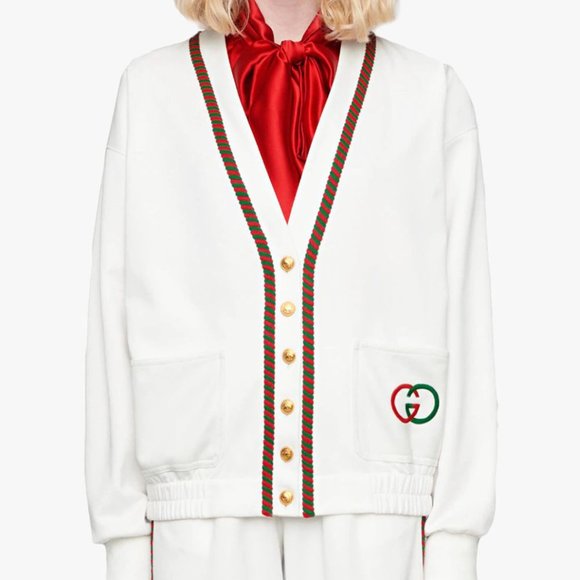Gucci GG Technical Jersey Cardigan in White NEW W TAGS - Picture 2 of 10